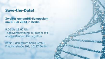 Save-the-date genomDE-Symposium 6. Juli 2023